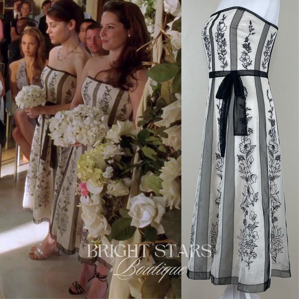 Rare Black and White Lace Strapless Dress ASO Charmed Piper Phoebe Halliwell - Picture 3 of 11